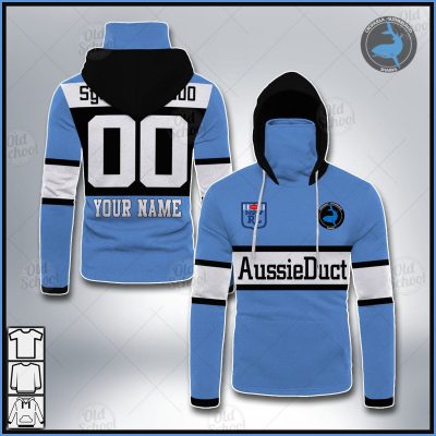Personalised Cronulla Sharks 1988 ARL/NRL Retro Heritage Classic Jersey Mask Hoodie - OldSchoolThings - Personalize Your Own New & Retro Sports Jerseys, Hoodies, T Shirts