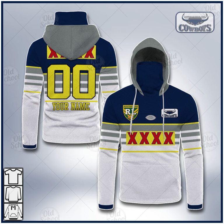 Personalised NORTH QUEENSLAND COWBOYS 1995 ARL/NRL Vintage Retro Heritage Jersey Mask Hoodie - OldSchoolThings - Personalize Your Own New & Retro Sports Jerseys, Hoodies, T Shirts