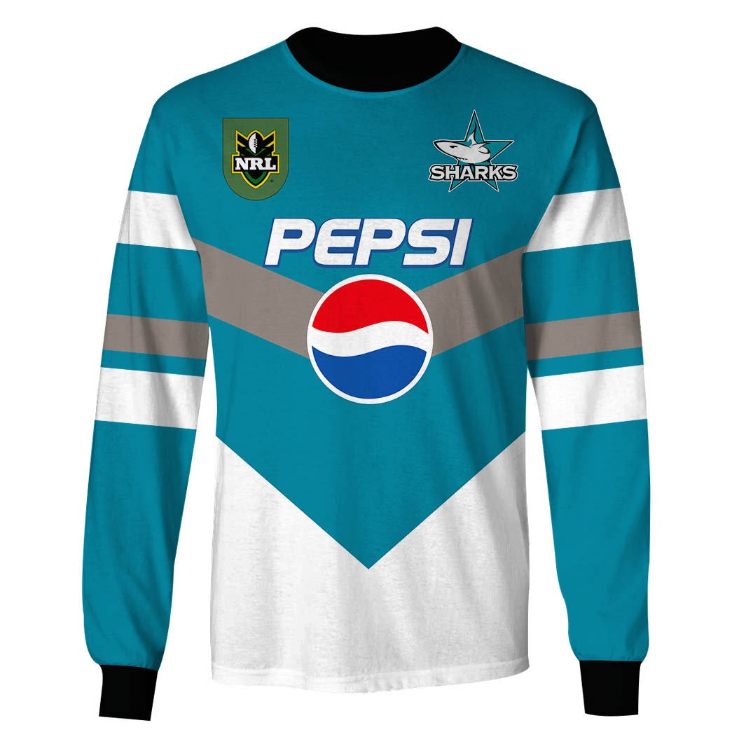 Personalize Cronulla Sutherland Sharks 1999 Retro Pepsi Jersey - OldSchoolThings - Personalize Your Own New & Retro Sports Jerseys, Hoodies, T Shirts