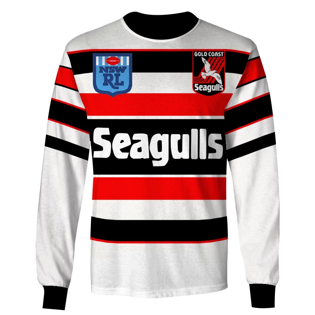 Personalized Gold Coast Seagulls 90s Away Jersey Vintage NSWRL / NRL - OldSchoolThings - Personalize Your Own New & Retro Sports Jerseys, Hoodies, T Shirts