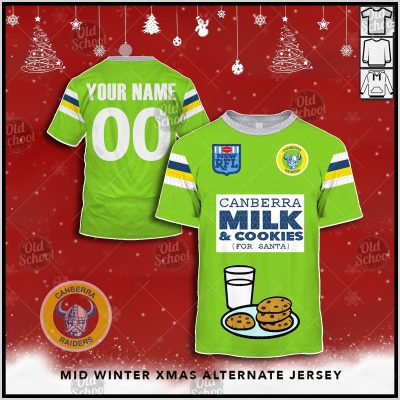 Personalised NRL Canberra Raiders Christmas Knit Pattern Vintage Jersey - OldSchoolThings - Personalize Your Own New & Retro Sports Jerseys, Hoodies, T Shirts