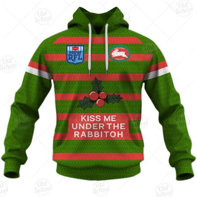 Personalised NRL South Sydney Rabbitohs Christmas Knit Pattern Vintage Jersey - OldSchoolThings - Personalize Your Own New & Retro Sports Jerseys, Hoodies, T Shirts