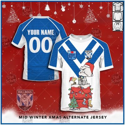 Personallised NRL Canterbury-Bankstown Bulldogs Christmas Knit Pattern Vintage Jersey - OldSchoolThings - Personalize Your Own New & Retro Sports Jerseys, Hoodies, T Shirts