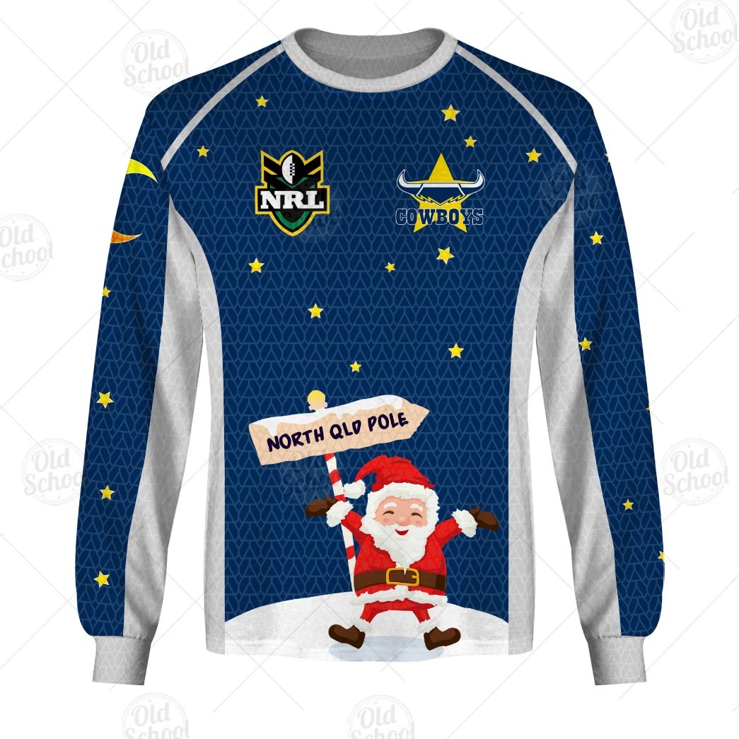 Personallised NRL North Queensland Cowboys Christmas Knit Pattern Vintage Jersey - OldSchoolThings - Personalize Your Own New & Retro Sports Jerseys, Hoodies, T Shirts