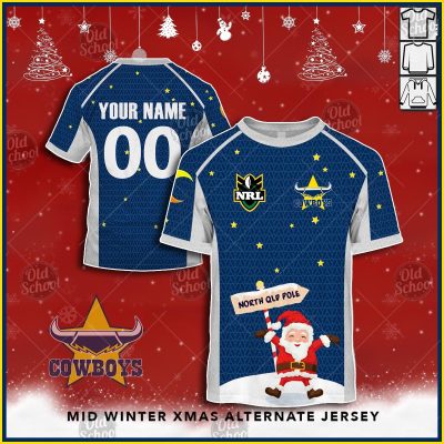 Personallised NRL North Queensland Cowboys Christmas Knit Pattern Vintage Jersey - OldSchoolThings - Personalize Your Own New & Retro Sports Jerseys, Hoodies, T Shirts