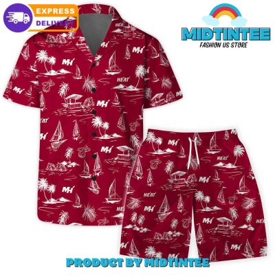 Miami Heat Team Beach Vibes Pattern Combo Hawaiian Set