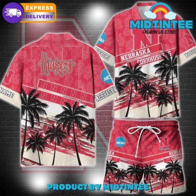 Nebraska Cornhuskers NCAA Pattern Personalized Hawaiian Set