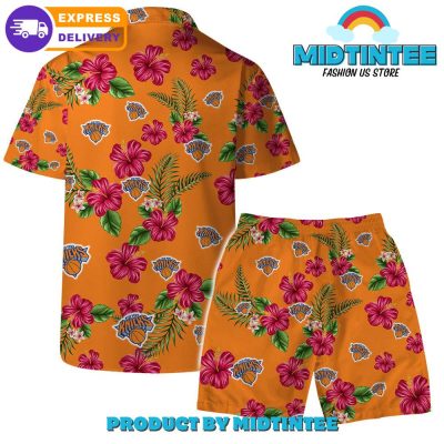 New York Knicks Team Hawaiian Set Floral Pattern