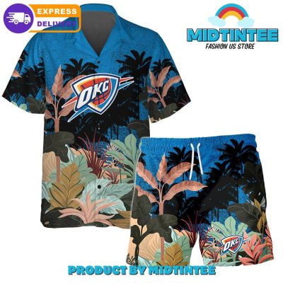 Oklahoma City Thunder Team Pattern Tropical Combo Hawaiian Set