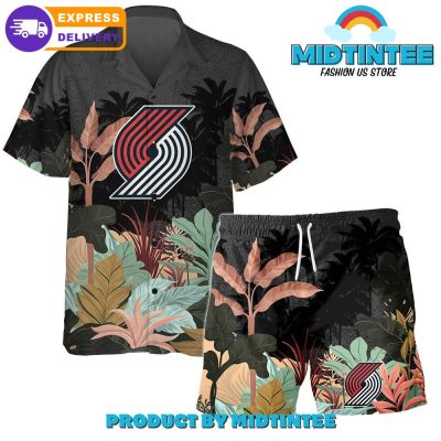 Portland Trail Blazers Team Pattern Tropical Combo Hawaiian Set
