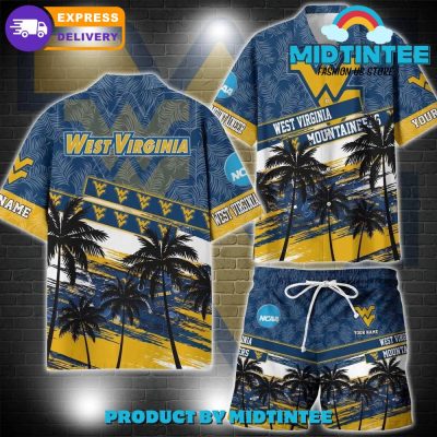 West Virginia Mountaineers NCAA Pattern Personalized Hawaiian Set