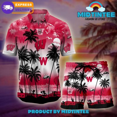 Wisconsin Badgers Logo Combo Hawaiian Shirt, Shorts