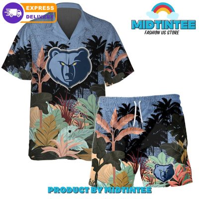 Memphis Grizzlies Team Pattern Tropical Combo Hawaiian Set