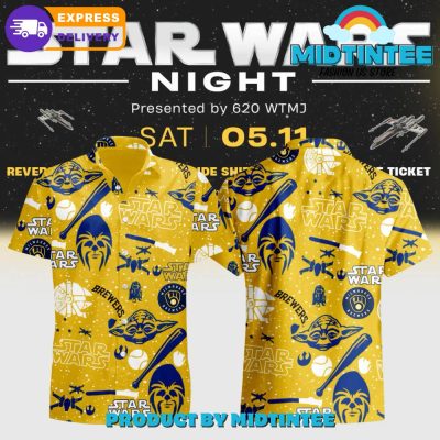 Milwaukee Brewers x Star Wars 2024 Yellow Hawaiian Shirt