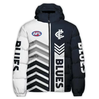 Carlton Blues Australian Football League Exclusive Logo Down & Puffer Jackets All Over Prints APJ002
