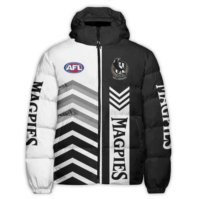 Collingwood Magpies Australian Football League Exclusive Logo Down & Puffer Jackets All Over Prints APJ002