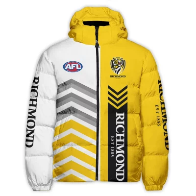 Richmond Tigers Australian Football League Exclusive Logo Down & Puffer Jackets All Over Prints APJ002