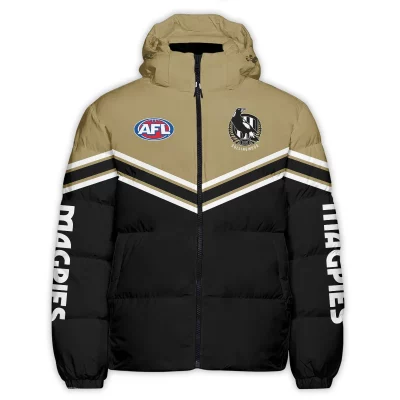 Collingwood Magpies Australian Football League Exclusive Logo Down & Puffer Jackets All Over Prints APJ002