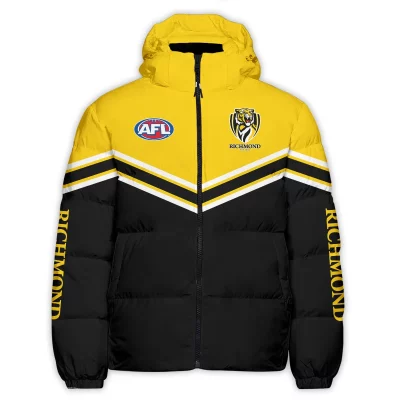 Richmond Tigers Australian Football League Exclusive Logo Down & Puffer Jackets All Over Prints APJ002