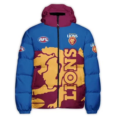 Brisbane Lions Australian Football League Exclusive Logo Down & Puffer Jackets All Over Prints APJ001