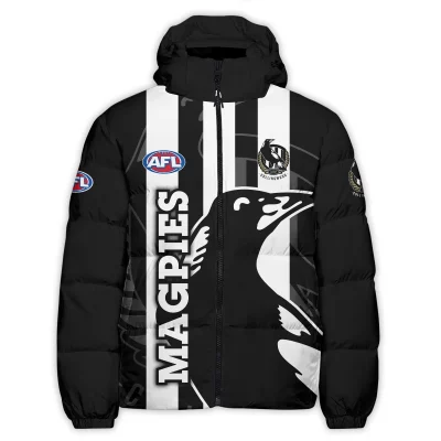 Collingwood Magpies Australian Football League Exclusive Logo Down & Puffer Jackets All Over APJ001