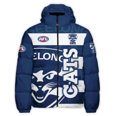 Geelong Cats Australian Football League Exclusive Logo Down & Puffer Jackets All Over Prints APJ001