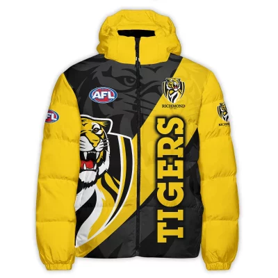 Richmond Tigers Australian Football League Exclusive Logo Down & Puffer Jackets All Over Prints APJ001