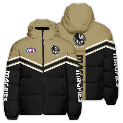 Collingwood Magpies Australian Football League Exclusive Logo Down & Puffer Jackets All Over Prints APJ002