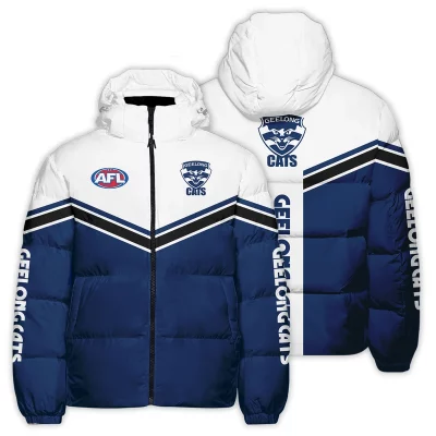 Geelong Cats Australian Football League Exclusive Logo Down & Puffer Jackets All Over Prints APJ002