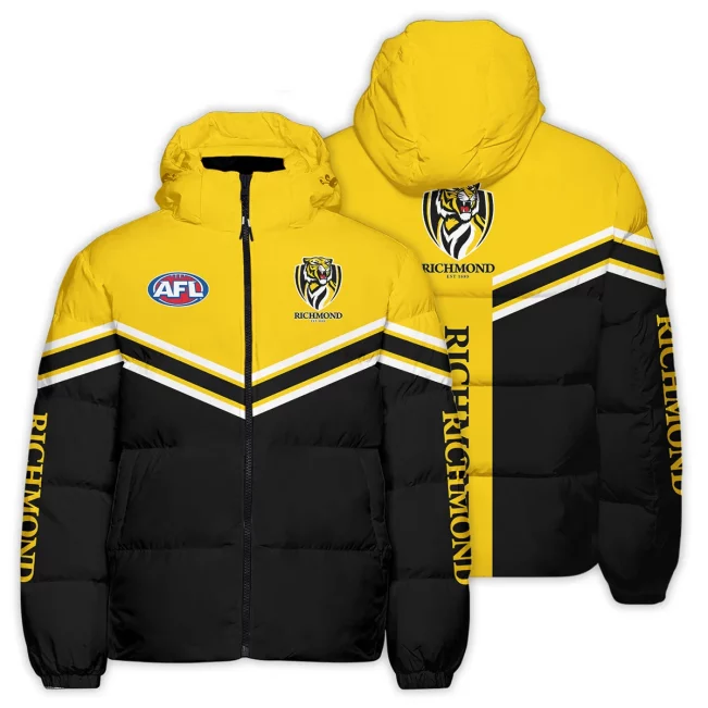 Richmond Tigers Australian Football League Exclusive Logo Down & Puffer Jackets All Over Prints APJ002