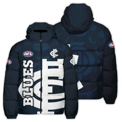 Carlton Blues Australian Football League Exclusive Logo Down & Puffer Jackets All Over Prints APJ001