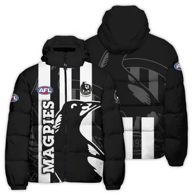 Collingwood Magpies Australian Football League Exclusive Logo Down & Puffer Jackets All Over APJ001