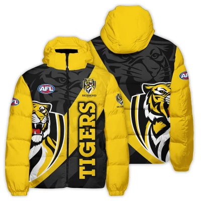 Richmond Tigers Australian Football League Exclusive Logo Down & Puffer Jackets All Over Prints APJ001