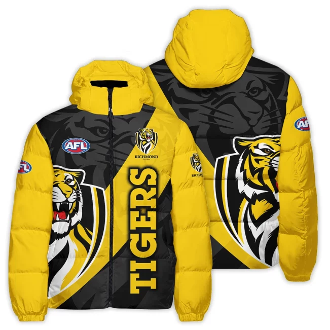 Richmond Tigers Australian Football League Exclusive Logo Down & Puffer Jackets All Over Prints APJ001