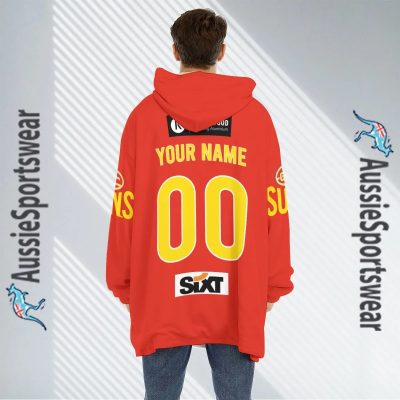 AFL Gold Coast Suns Custom Name Number 2023 Home Guernsey Fleece Oodie