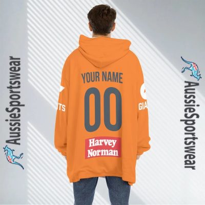 AFL Greater Western Sydney Giants Custom Name Number 2023 Home Guernsey Fleece Oodie