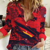 Adelaide Football Club AFL Women Long Sleeve Shirt Slub Linen Polynesian Perfect Gift For Fan