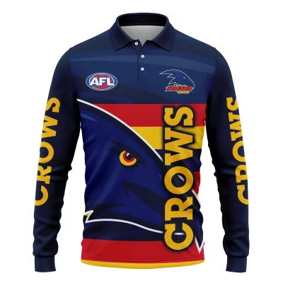 Adelaide Crows Australian Football League Exclusive Logo Long Polo Shirt HOAFL130525A02ADELLPL