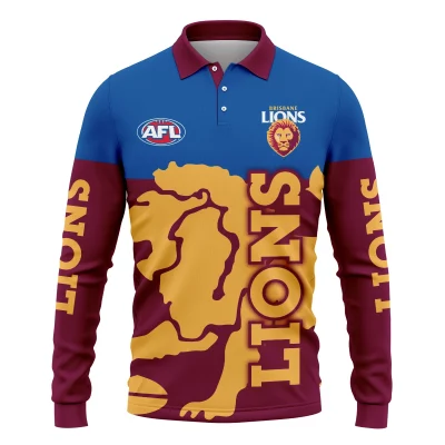 Brisbane Lions Australian Football League Exclusive Logo Long Polo Shirt HOAFL130525A02BLLPL