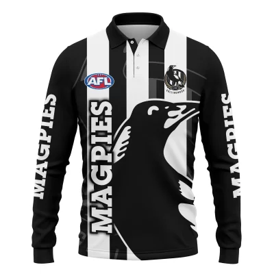 Collingwood Magpies Australian Football League Exclusive Logo Long Polo Shirt HOAFL130525A02COLLLPL