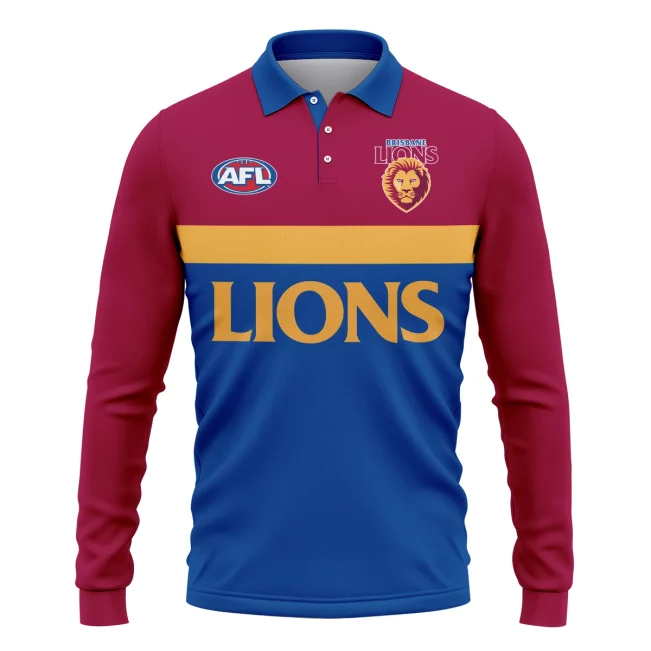 Brisbane Lions Australian Football League Exclusive Logo Long Polo Shirt HOAFL140525A01BLLPL