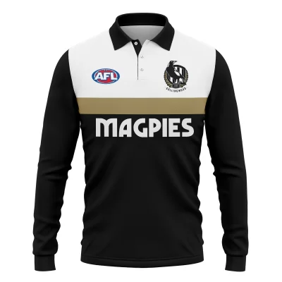 Collingwood Australian Football League Exclusive Logo Long Polo Shirt HOAFL140525A01COLLLPL