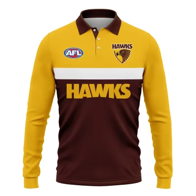 Hawthorn Hawks Australian Football League Exclusive Logo Long Polo Shirt HOAFL140525A01HAWLPL
