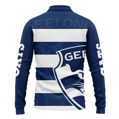 Geelong Cats Australian Football League Exclusive Logo Long Polo Shirt HOAFL130525A02GEELLPL