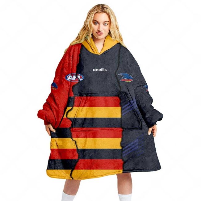 AFL Adelaide Crows Custom Name Number 2023 Mix Guernsey Fleece Oodie
