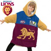 Afl Brisbane Lions Custom Name Number 2022 Home Guernsey Fleece Oodie Front Boy.jpg - demo10