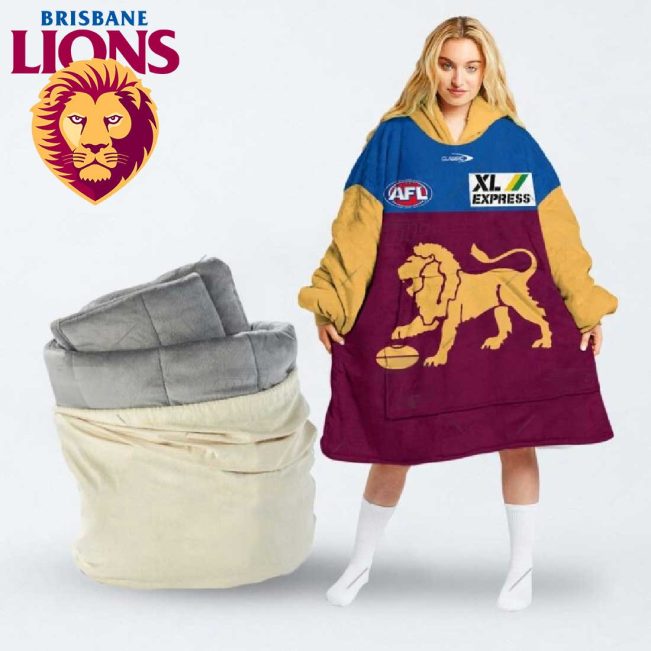 AFL Brisbane Lions Custom Name Number 2022 Home Guernsey Fleece Oodie