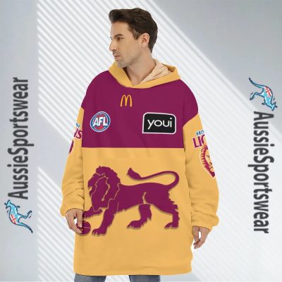 AFL Brisbane Lions Custom Name Number 2023 Clash Guernsey Fleece Oodie