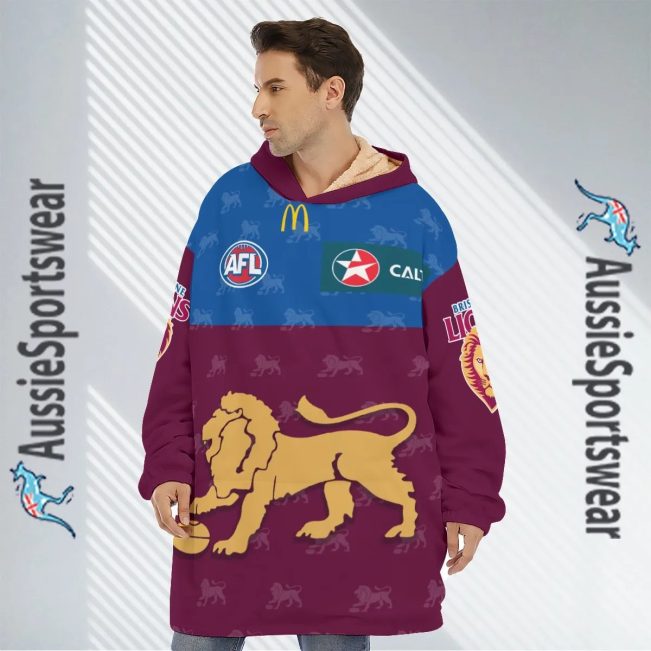 AFL Brisbane Lions Custom Name Number 2023 Home Guernsey Fleece Oodie