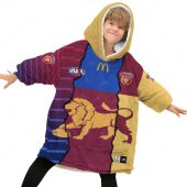 Afl Brisbane Lions Custom Name Number 2023 Mix Guernsey Fleece Oodie Kid.jpg - demo10